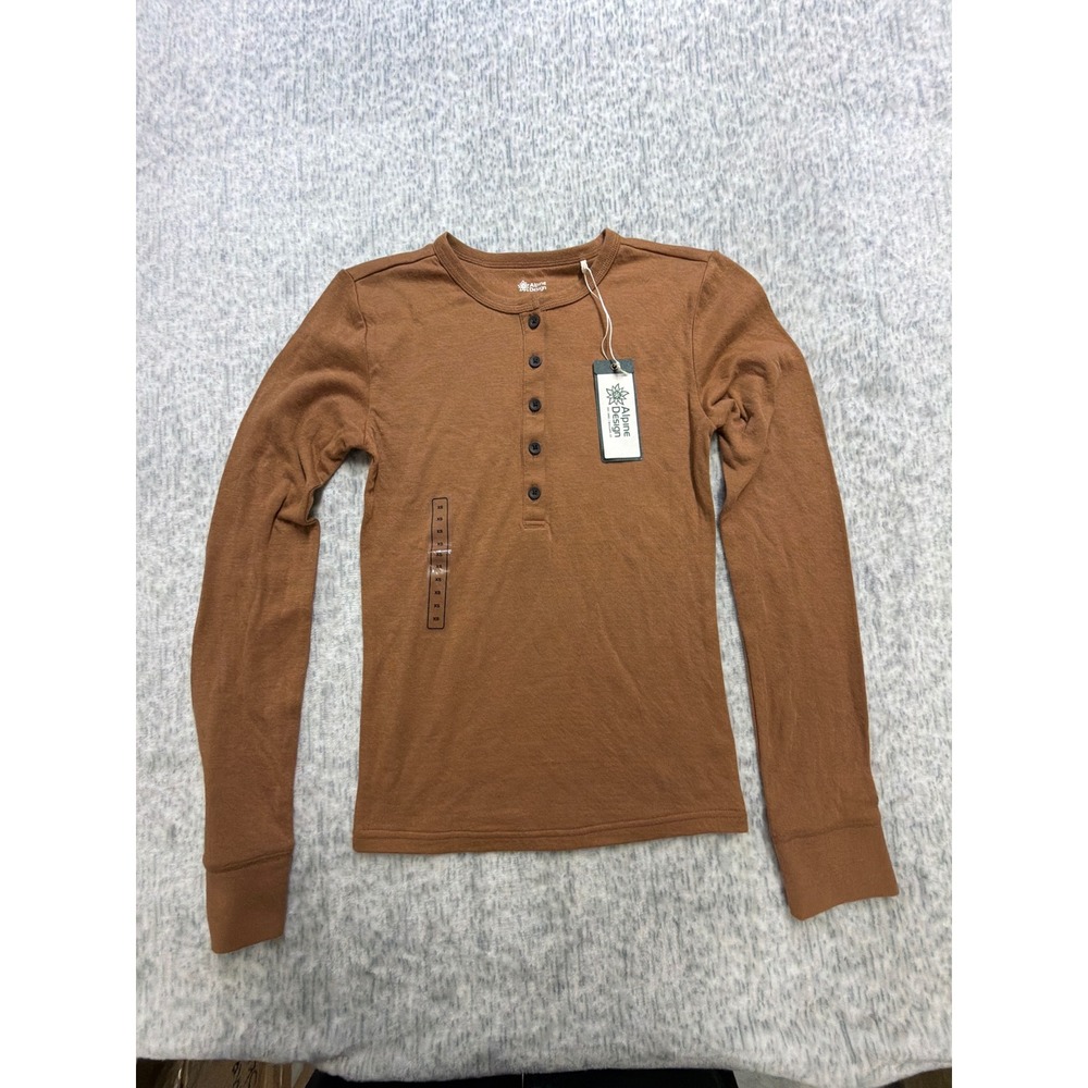 Alpine Design‎ Womens Peak Duofold Henley Caramel Latte Brown ADW24205 XS NEW